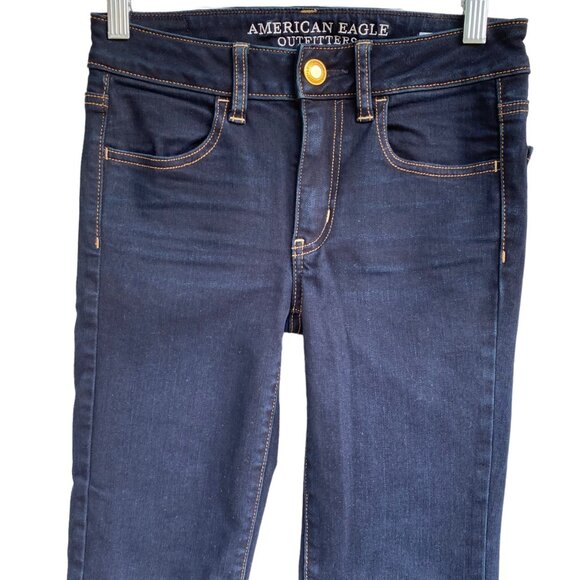 American Eagle AEO Super Stretch Jegging Women Sz 2R Blue Dark Wash Stretchy - Picture 3 of 10